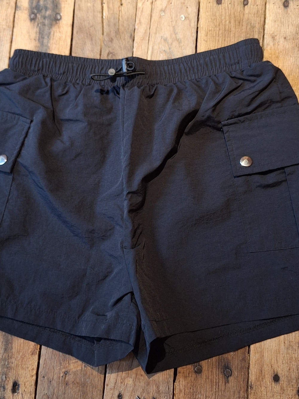 Women's Black Cargo Shorts - Elastic Waist